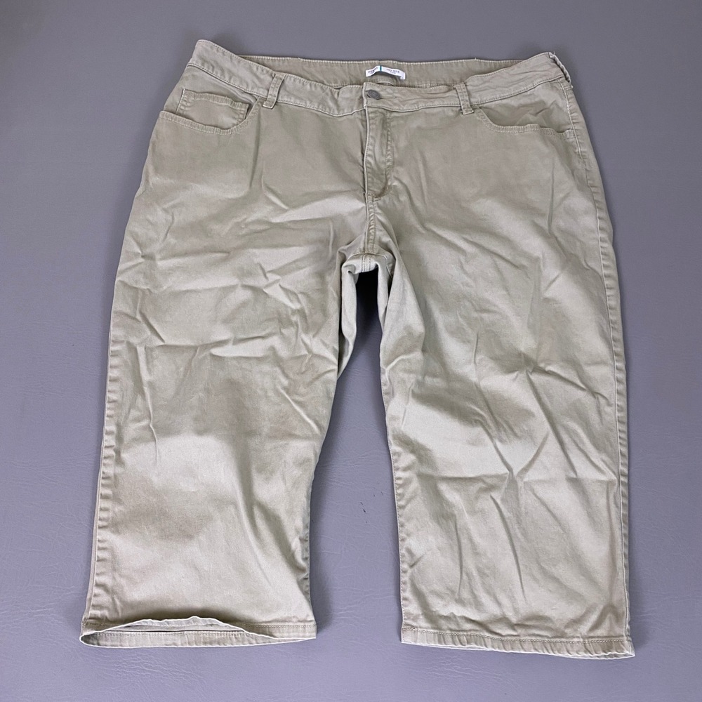 Riders by Lee Capri Pants Women's‎ Size 22M Mid Rise Khaki Tan  Stretch Chino